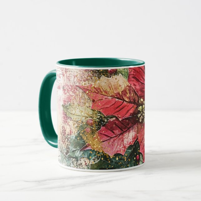 Caneca Tasse Christmas Collage Junk Journal Var12 (Frente Esquerda)