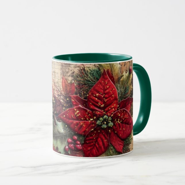 Caneca Tasse Christmas Collage Junk Journal Var15 (Frente Esquerda)