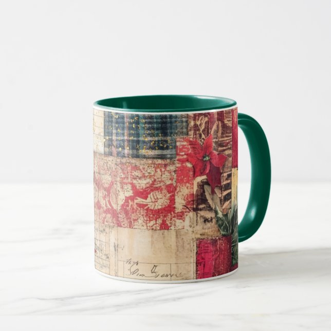 Caneca Tasse Christmas Collage Junk Journal Var16 (Frente Esquerda)