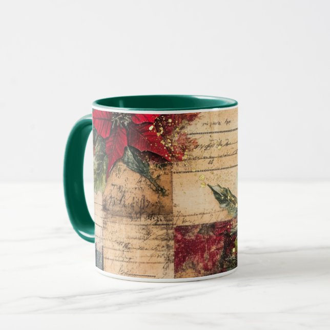 Caneca Tasse Christmas Collage Junk Journal Var18 (Frente Esquerda)