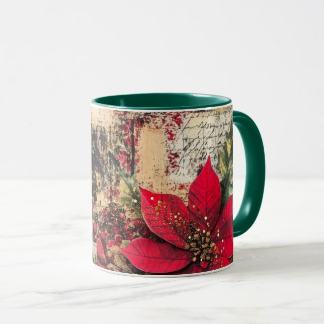 Caneca Tasse Christmas Collage Junk Journal Var23 (Frente Esquerda)