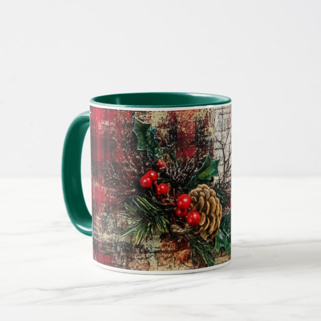 Caneca Tasse Christmas Collage Junk Journal Var24 (Frente Esquerda)