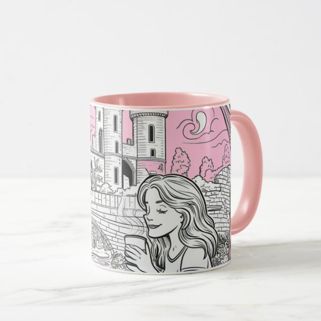 Caneca tasse de fille avec fleurs (Frente Esquerda)