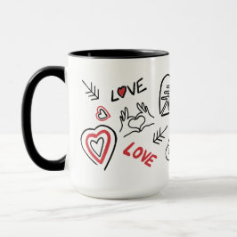 Caneca Tasse motifs graffitis cœurs love