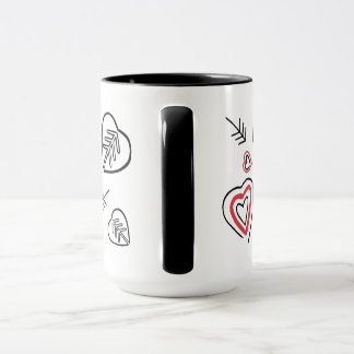 Caneca Tasse motifs graffitis cœurs love