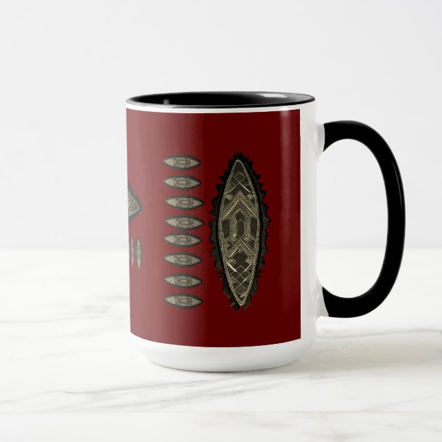 Caneca Tasse, mug African style, motifs sur fond rouge (Direita)