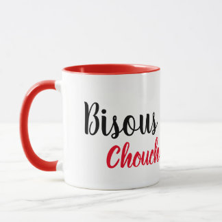 Caneca Tasse mug bisous chouchou intérieur rouge