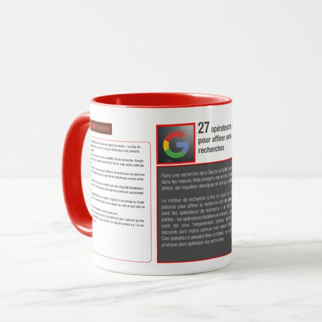 Caneca Tasse mug raccourcie clavier opérateurs Google (Frente Esquerda)