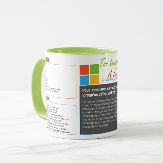 Caneca Tasse mug raccourcis clavier Windows (Frente Esquerda)