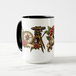Caneca Tatuagem Clássica de Topógrafo