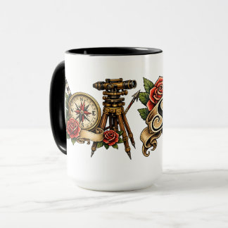 Caneca Tatuagem Clássica de Topógrafo