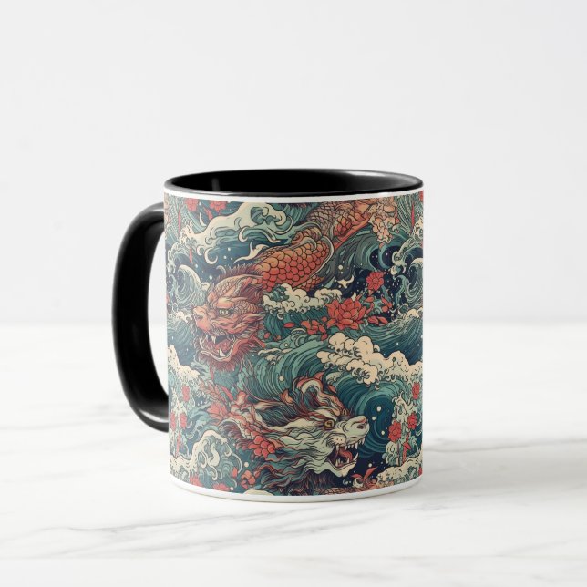 Caneca Tatuagem japonesa - Dragões Gêmeos (Frente Esquerda)