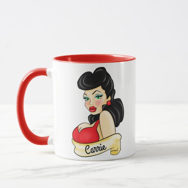 Caneca Tatuagem retro personalizado do Pinup (Esquerda)