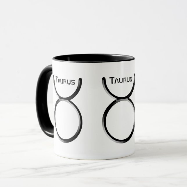 Caneca TAURUS, Design abstrato do Sinal Zodíaco, (Frente Esquerda)