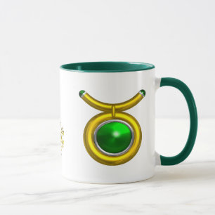 CANECA TAURUS/DOURADO,VERDE EMERALD ZODIAC SINAL JEWEL