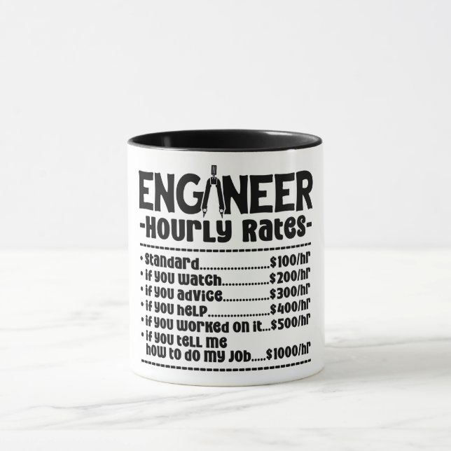 Caneca Taxas Horárias de Engenheiro Engraçadas (Centro)