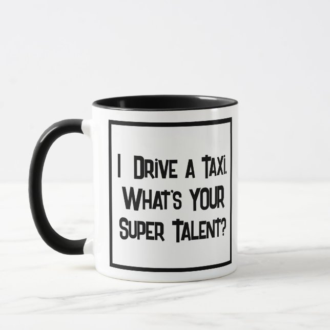 Caneca Taxi Driver Super Talent. Mug De Café De Duas Tone (Esquerda)