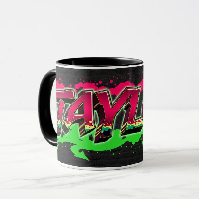 Caneca Taylor Vorname Name Graffiti red green Tasse (Frente Esquerda)