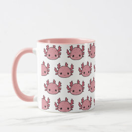 Caneca Taza ajolote rosa kawaii