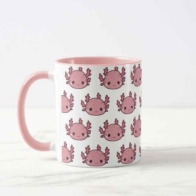 Caneca Taza ajolote rosa kawaii (Esquerda)