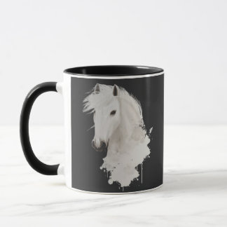 CANECA TAZA CABALLO BLANCO CON FONDO NEGRO