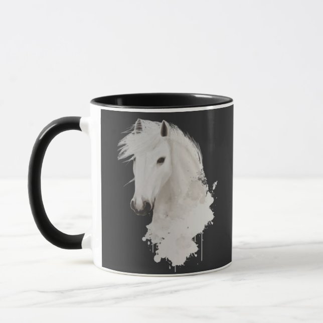 CANECA TAZA CABALLO BLANCO CON FONDO NEGRO (Esquerda)