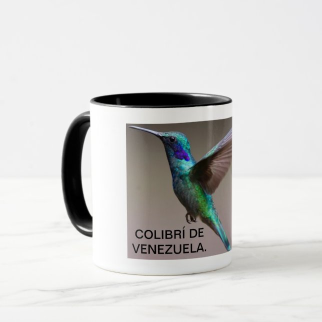 CANECA TAZA COLIBRÍ DE VENEZUELA. (Frente Esquerda)