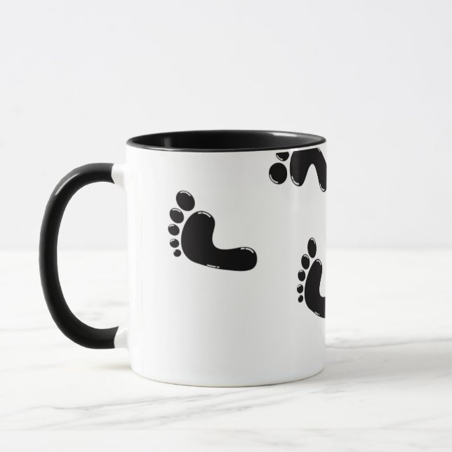 Caneca ¡Taza con diseño divertido de pies manchando! (Esquerda)