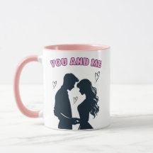 Taza de café color rosa y negro San Valentín