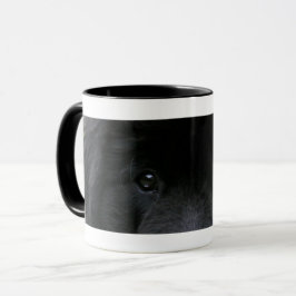 Caneca Taza de café con ojos de perro negro