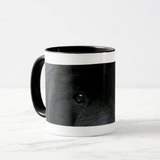 Caneca Taza de café con ojos de perro negro