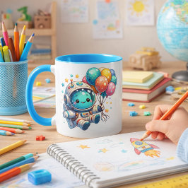 Caneca Taza de Cumpleaños Astronauta con Globos
