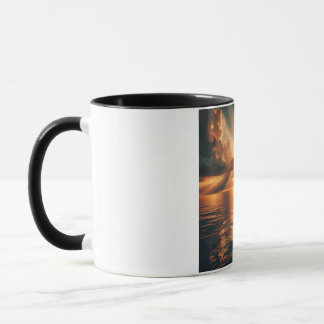 Caneca Taza decorativa, con amanecer radieante