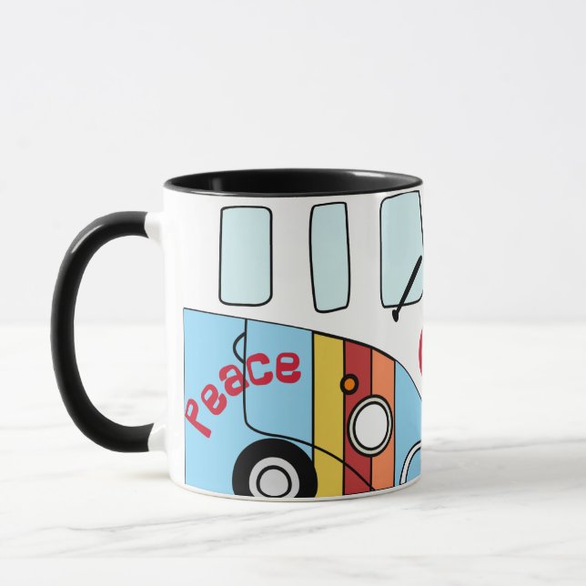 Caneca Taza Kombi Arcoíris Peace – Diseño Hippie Psicodél (Esquerda)
