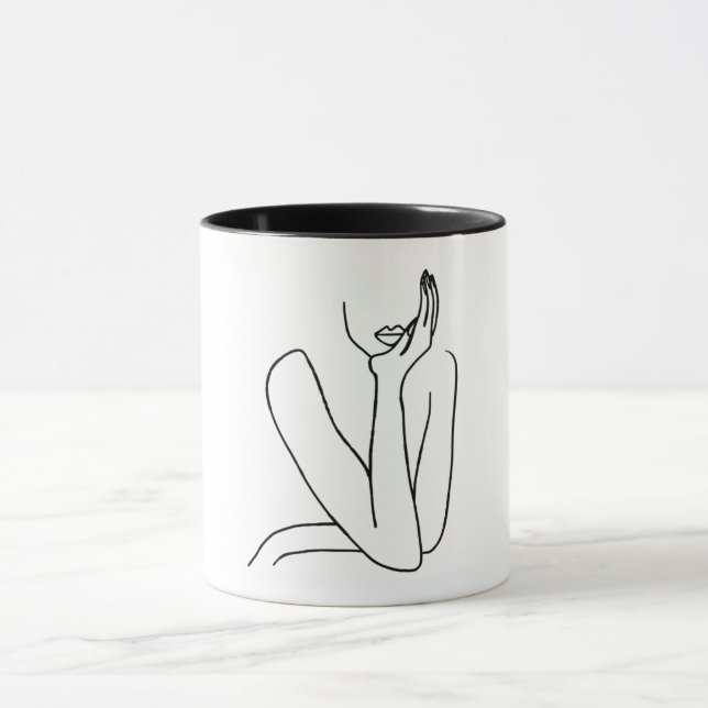 Caneca Taza Line Art Mujer – Minimalismo  (Centro)
