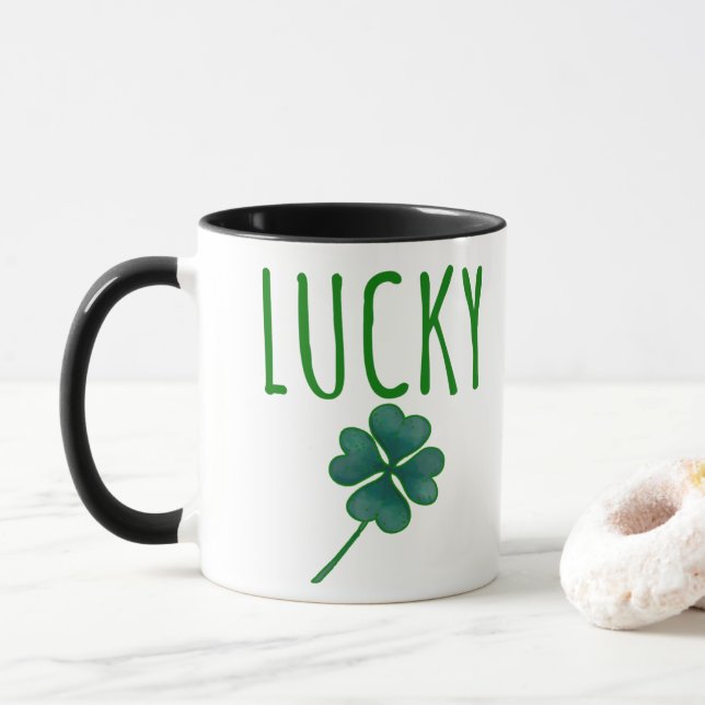 Caneca Taza Lucky Clover St Patricks Day  (Com Donut)