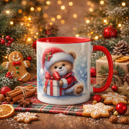 Caneca Taza navideña con un adorable osito Taza