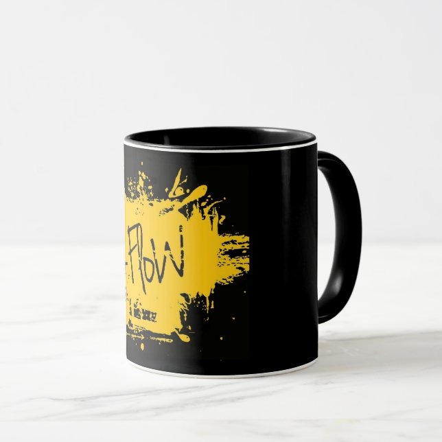 Caneca Taza Negra con logo de +Flow (Frente Esquerda)