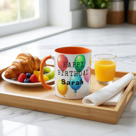 Caneca Taza personalizada “Happy Birthday” con globos 