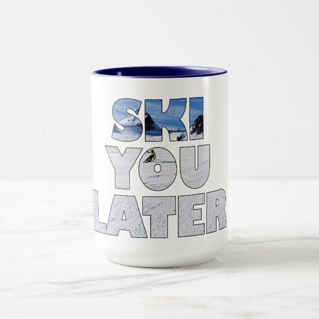 Caneca Tchau Esqui Mais Tarde Presente Divertido Esportes (Centro)