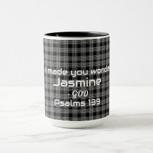 Caneca Tea do tema Inspiração da Bíblia branca preta Xadr