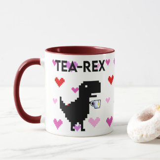 Caneca Tea-Rex mit Pixel Herzen