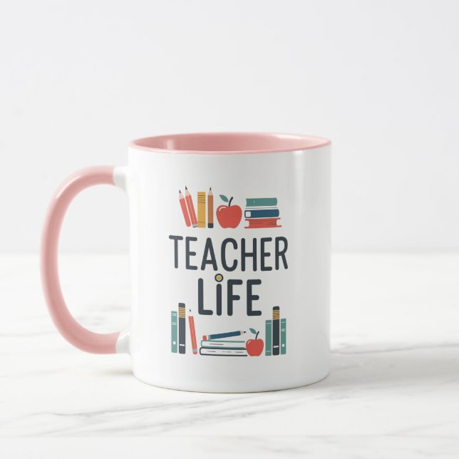 Caneca Teacher Life Modern Typography Design (Esquerda)