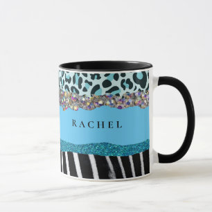 Caneca Teal Blue Turquoise Girly Modern Glam Retro