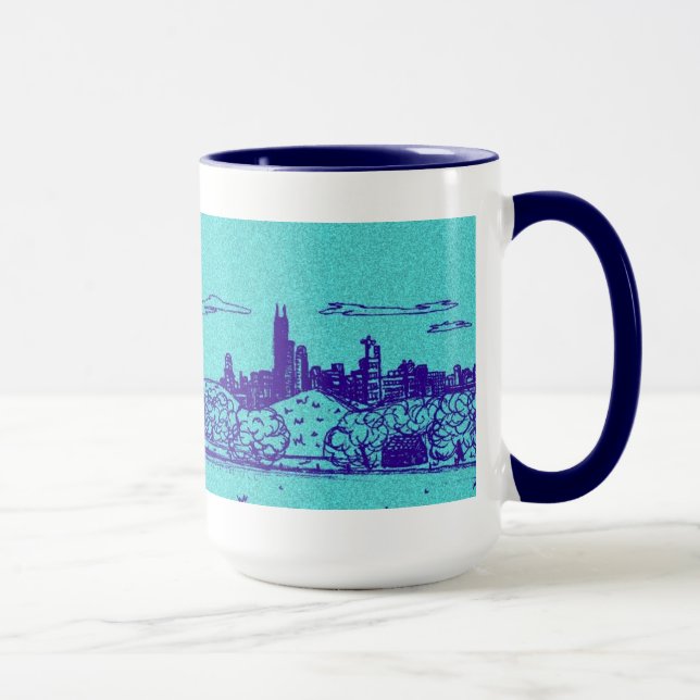 Caneca Teal Comic Style Chicago Mug (Direita)