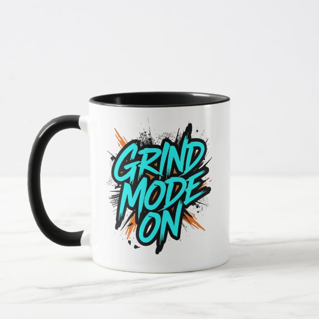 Caneca Teal Graffiti Style "Grind Mode On" (Esquerda)