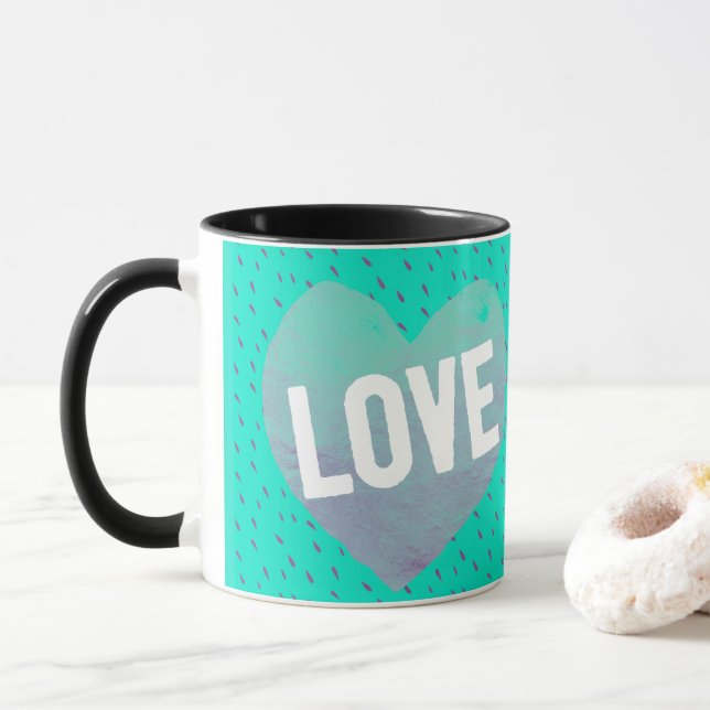 Caneca Teal Love Heart (Com Donut)