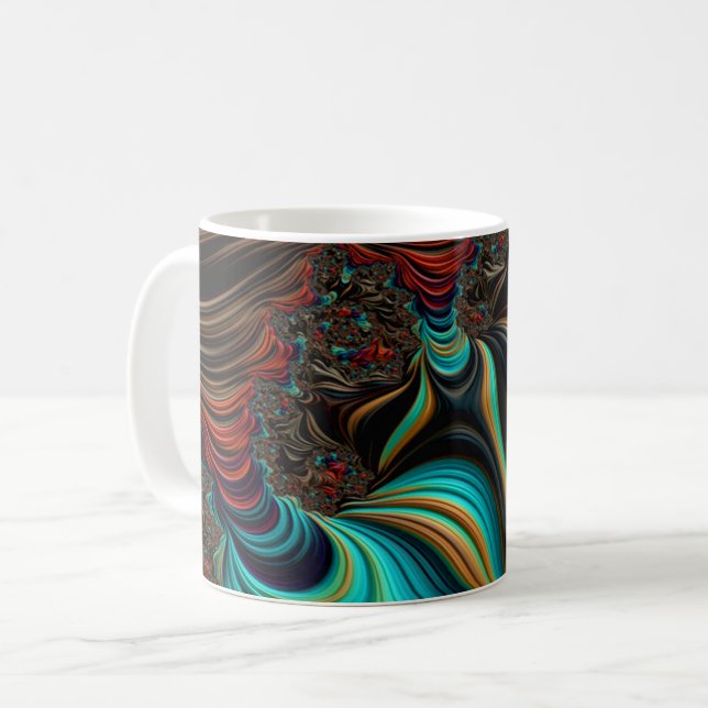 Caneca Teal torrado, marrom e arte frontal laranja (Frente Esquerda)