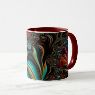 Caneca Teal torrado, marrom e arte frontal laranja