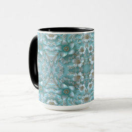 Caneca Teal White Floral Mug